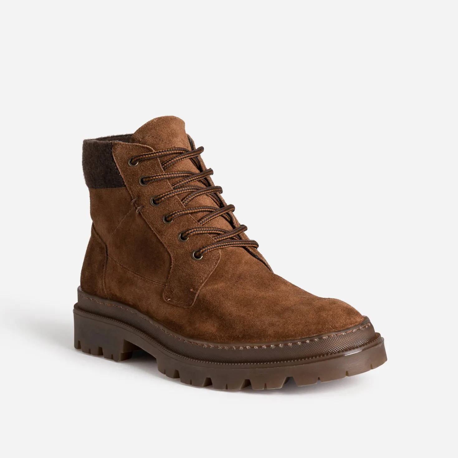 Boots à lacet cognac cuir velours