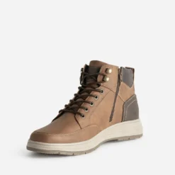 Boots à lacet cognac et marron