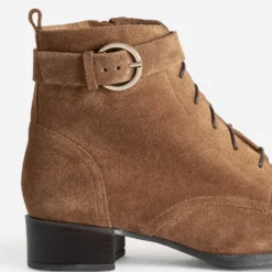 Boots à lacet ERAM FLEX camel cuir velours