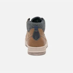 Boots à lacet marron avec col textile