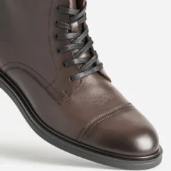 Boots à lacet marron cuir bout droit