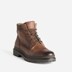 Boots à lacet marron cuir fourré