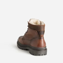 Boots à lacet marron cuir fourré