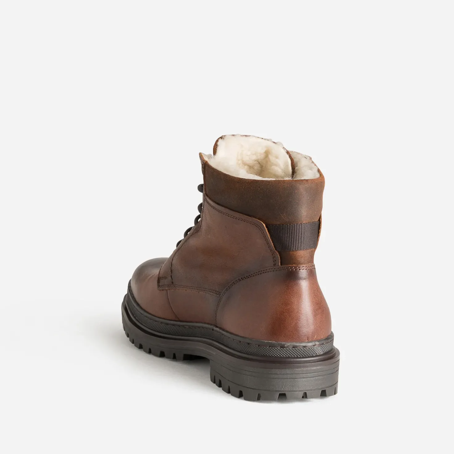 Boots à lacet marron cuir fourré