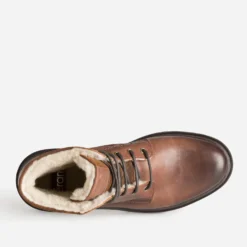 Boots à lacet marron cuir fourré