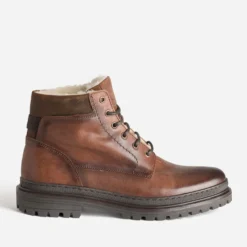 Boots à lacet marron cuir fourré
