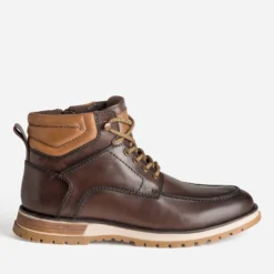 Boots à lacet marron cuir semelle crantée
