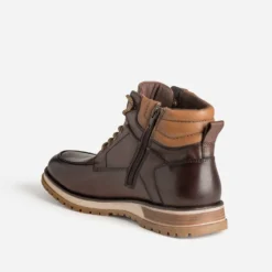 Boots à lacet marron cuir semelle crantée