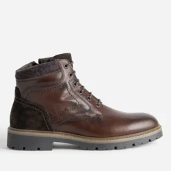 Boots à lacet marron cuir semelle crantée