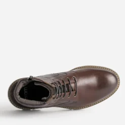 Boots à lacet marron cuir semelle crantée