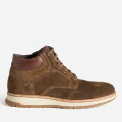Boots à lacet marron cuir velours