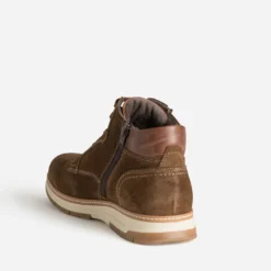 Boots à lacet marron cuir velours