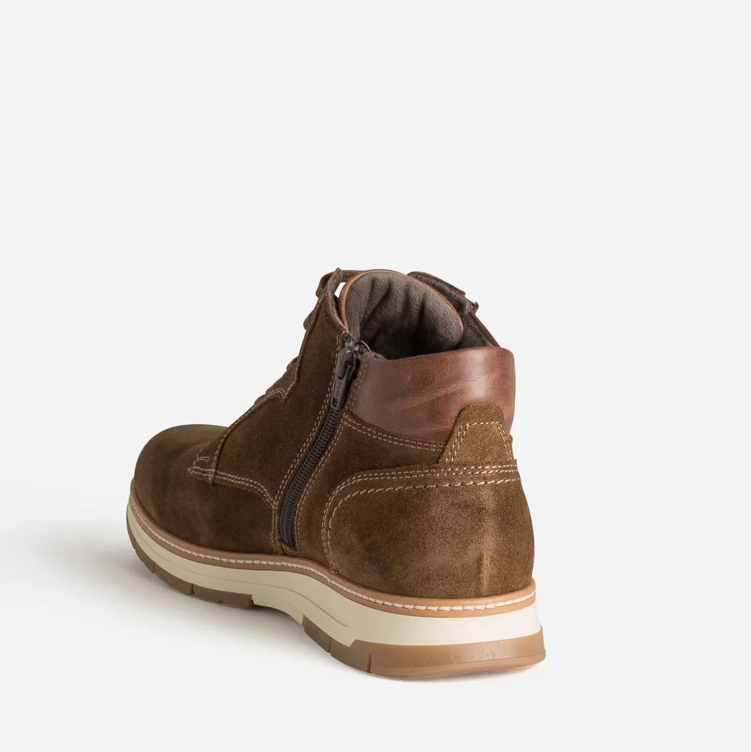 Boots à lacet marron cuir velours