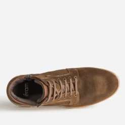 Boots à lacet marron cuir velours