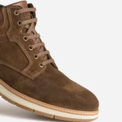 Boots à lacet marron cuir velours