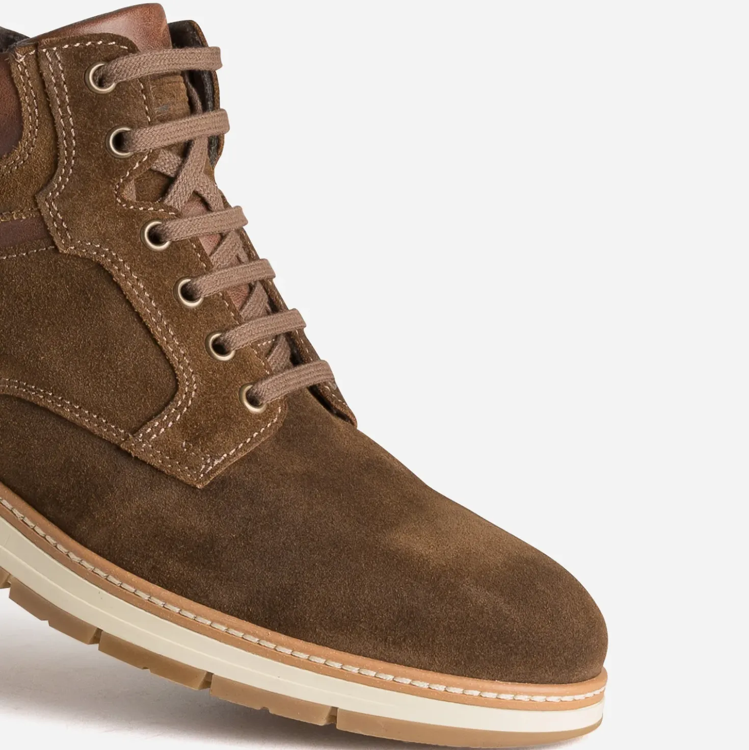 Boots à lacet marron cuir velours