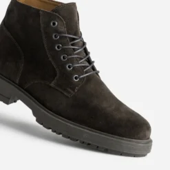 Boots lacet marron cuir velours