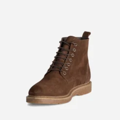 Boots à lacet marron cuir velours