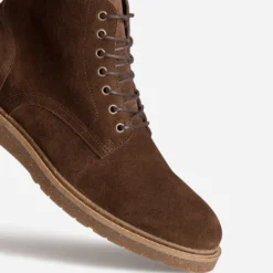 Boots à lacet marron cuir velours