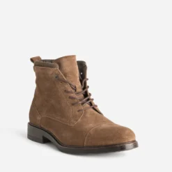 Boots à lacet marron cuir velours