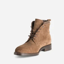 Boots à lacet marron cuir velours