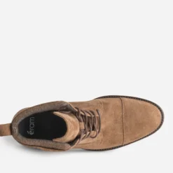 Boots à lacet marron cuir velours