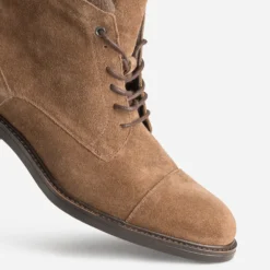 Boots à lacet marron cuir velours