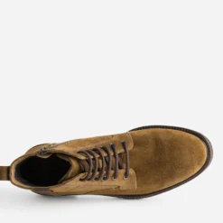 Boots à lacet marron en cuir velours
