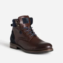 Boots à lacet marron foncé cuir