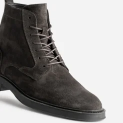 Boots à lacet marron foncé cuir velours
