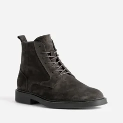 Boots à lacet marron foncé cuir velours
