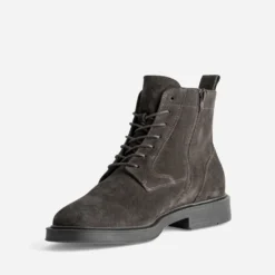 Boots à lacet marron foncé cuir velours