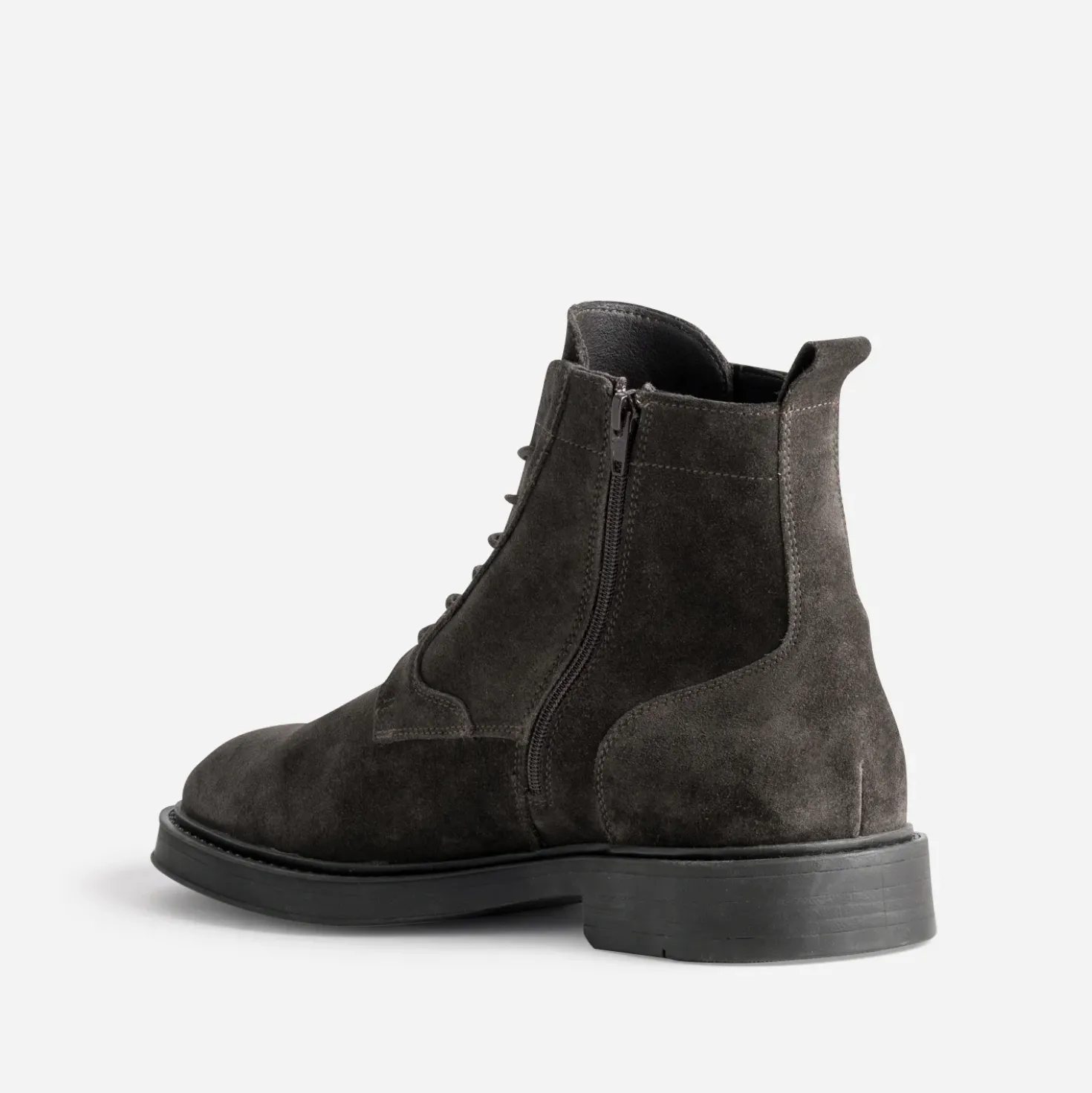 Boots à lacet marron foncé cuir velours