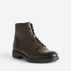 Boots à lacet marron foncé en cuir