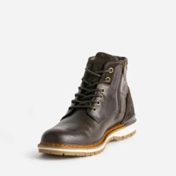 Boots à lacet marron foncé en cuir