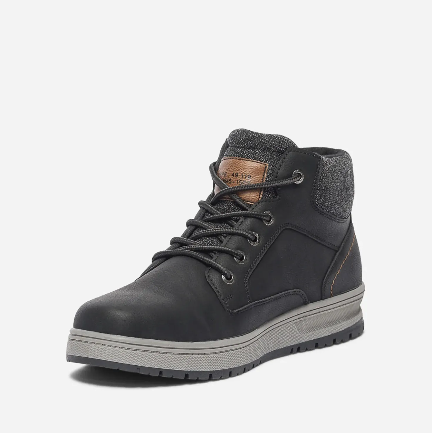 Boots à lacet noir avec col textile