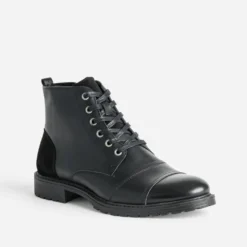 Boots à lacet noir cuir