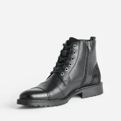 Boots à lacet noir cuir
