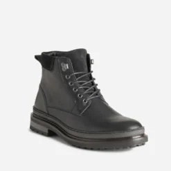 Boots à lacet noir cuir