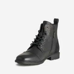 Boots à lacet noir cuir bout droit