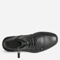 Boots à lacet noir cuir bout droit