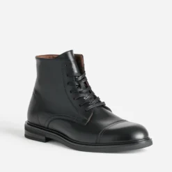 Boots à lacet noir cuir bout droit