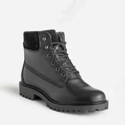 Boots à lacet noir cuir fourré