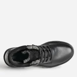 Boots à lacet noir cuir fourré