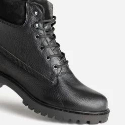 Boots à lacet noir cuir fourré
