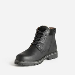 Boots à lacet noir cuir semelle crantée
