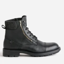 Boots à lacet noir en cuir