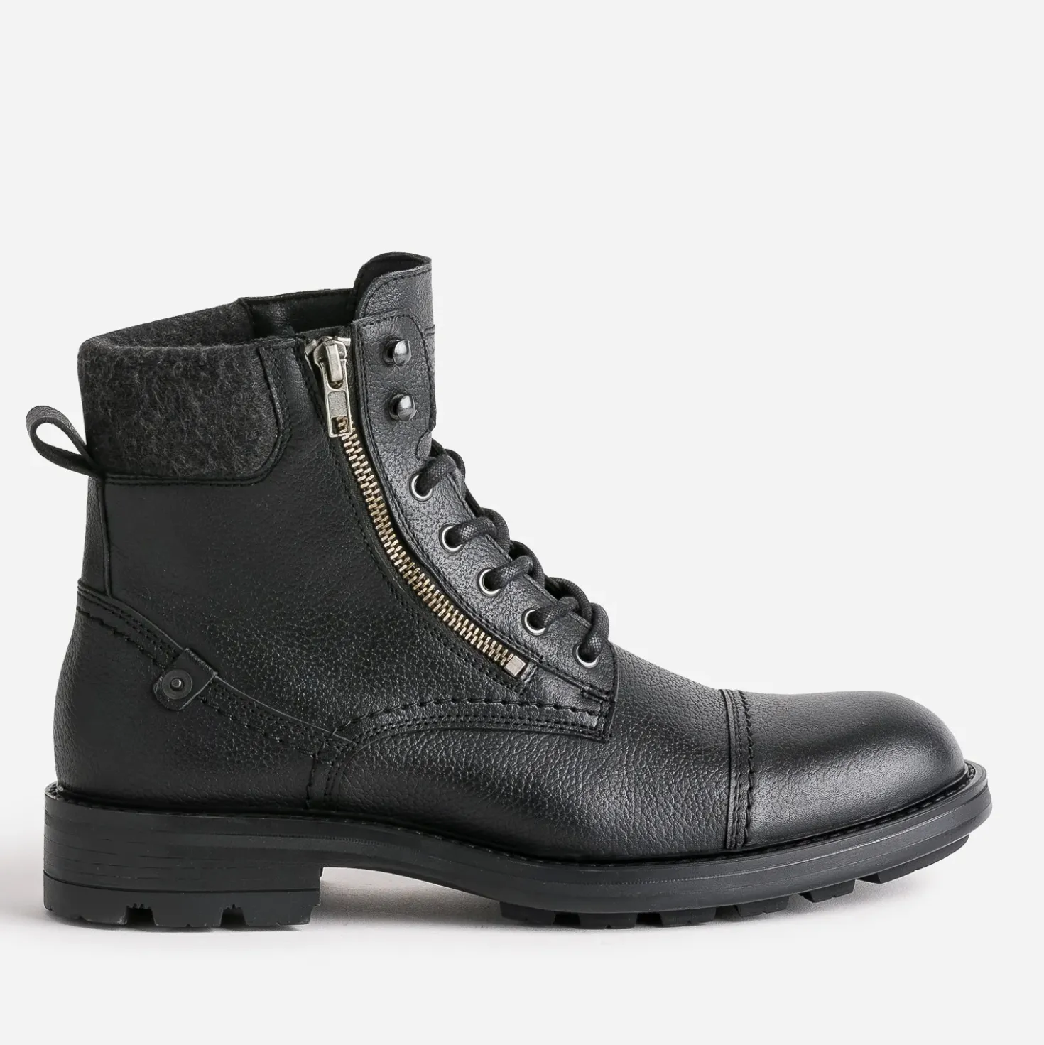 Boots à lacet noir en cuir