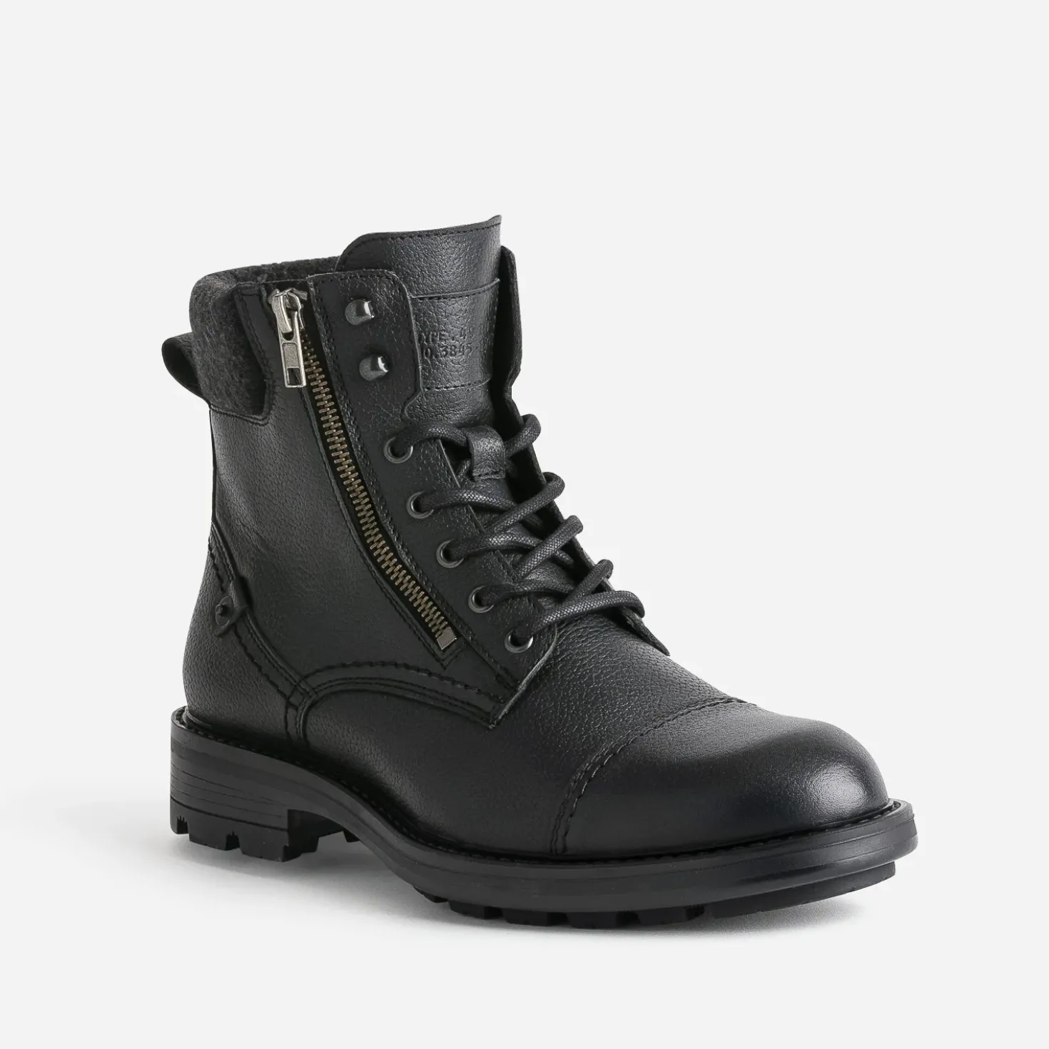 Boots à lacet noir en cuir