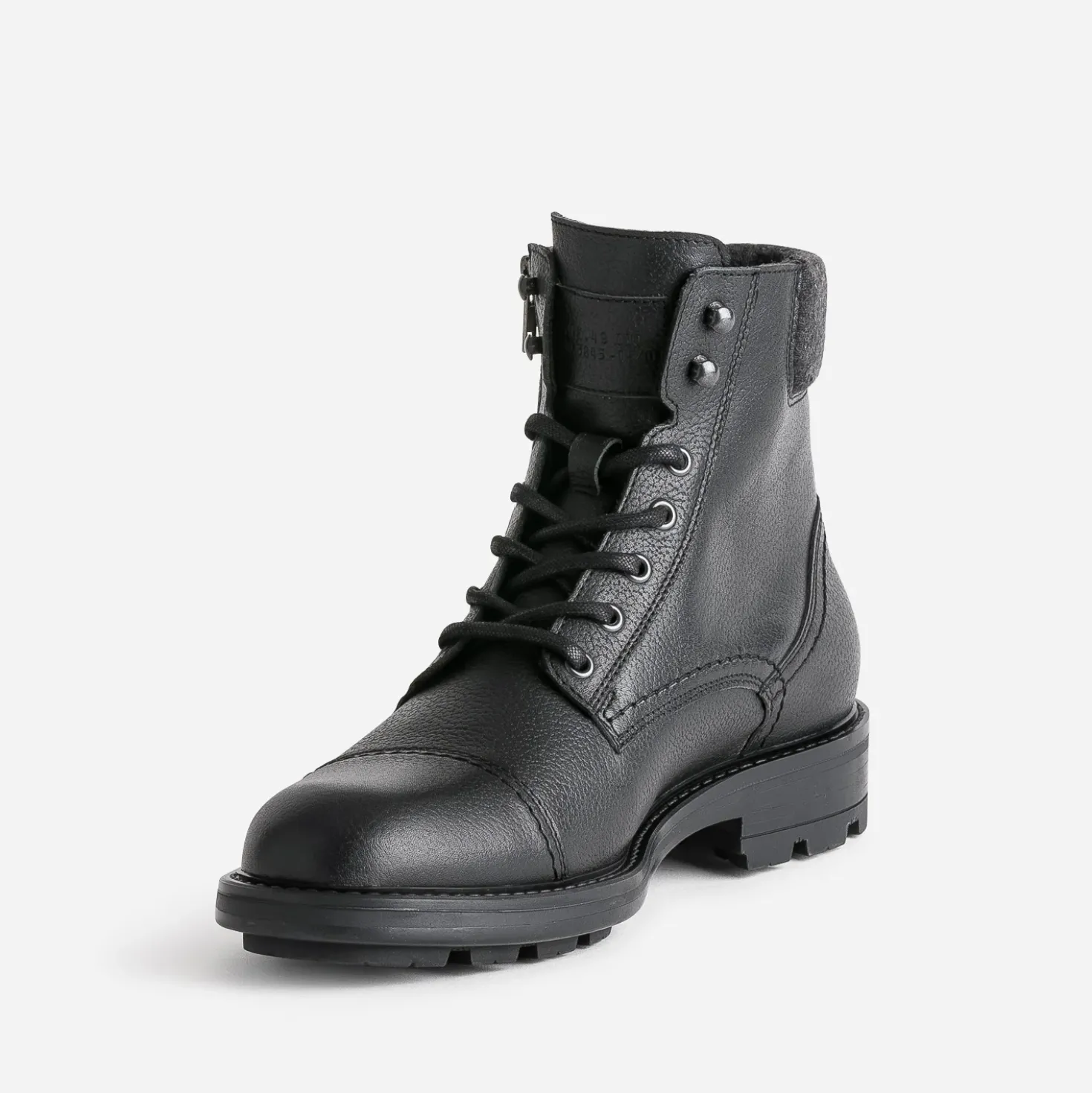 Boots à lacet noir en cuir